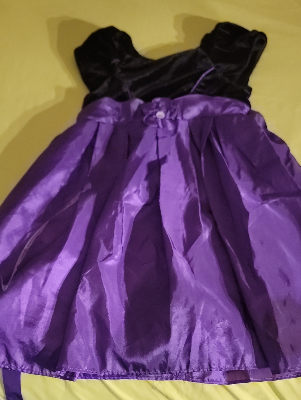 Pretty Black & Purple Satin Party Dress for A Little Girl